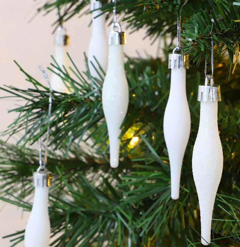 Christmas Concepts Pack of 15-8.5cm, 85mm (3.4") Droplet Baubles - Matte & Glitter Design - Christmas Ornaments (White) - Image 2